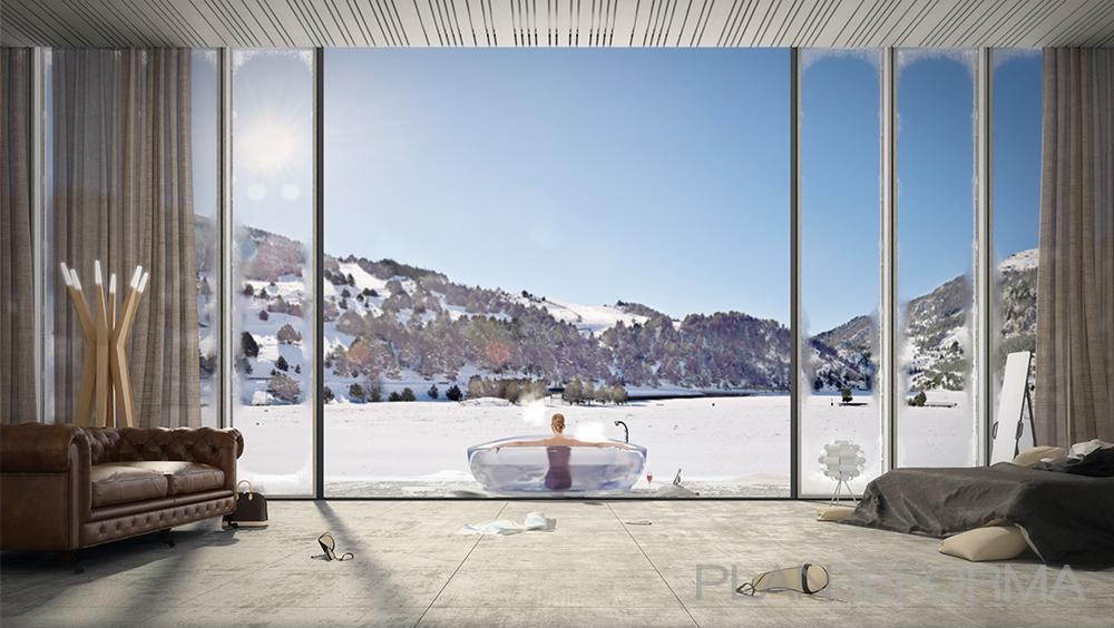 Baño, Exterior, Hotel Estilo moderno Color marron, beige, marron, blanco  diseñado por Javier Matoses | Arquitecto | Copyright matoses
