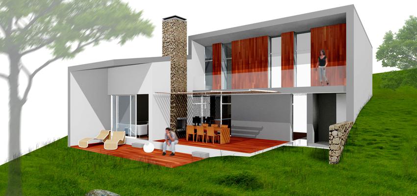 Exterior style moderno color rojo, gris  diseñado por B3arquitectura | Arquitecto 