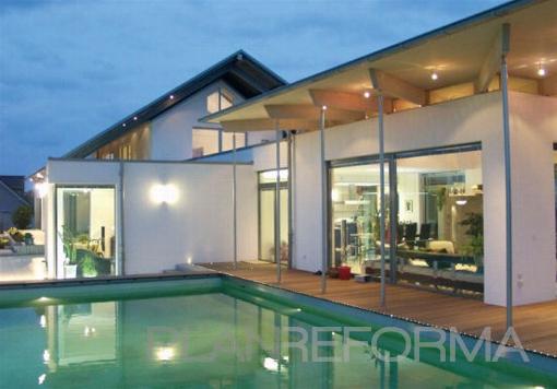 Piscina, Porche, Exterior Estilo moderno Color turquesa, marron, blanco, gris, gris  diseñado por MASIASVERDES | Gremio 