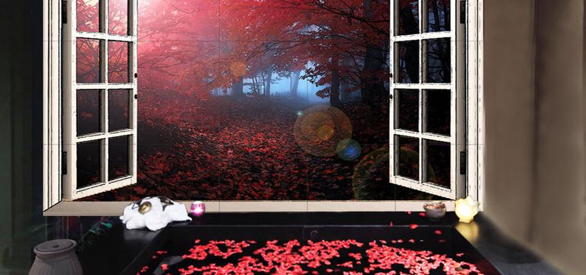 Salon, Hotel, SPA Estilo moderno Color rojo, azul cielo, negro  diseñado por Fotoceramic | Gremio 