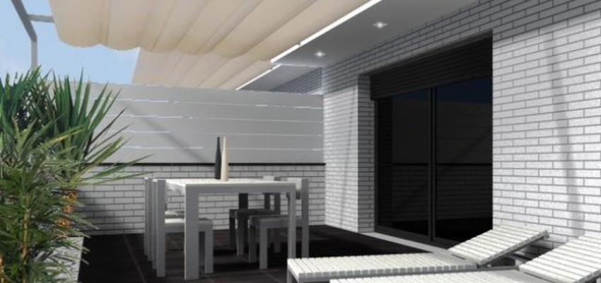 Terraza, Patio, Exterior style moderno color blanco, gris  diseñado por Alicia Mateu Bargalló | Arquitecto 