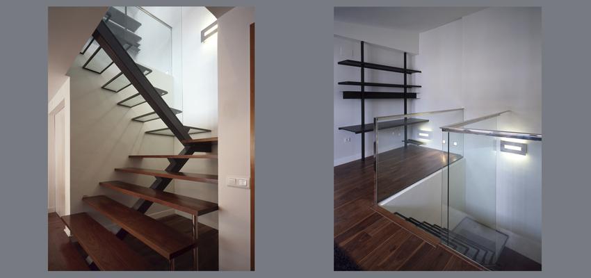 Recibidor, Escalera, Loft style moderno color marron, blanco, negro  diseñado por JOSÉ F. URRUTIA FUSTER | Arquitecto 