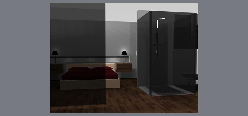 Baño, Dormitorio style moderno color marron, gris, negro  diseñado por JOSÉ F. URRUTIA FUSTER | Arquitecto 