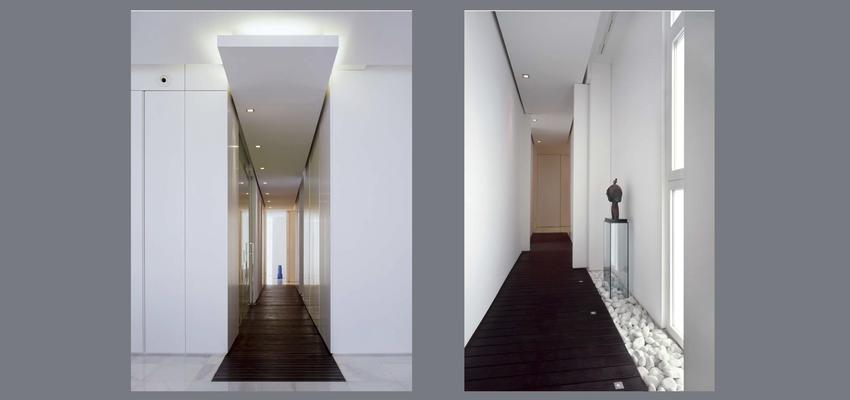 Pasillo style moderno color marron, blanco, gris  diseñado por JOSÉ F. URRUTIA FUSTER | Arquitecto 