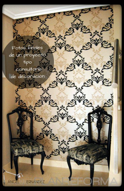Vestibulo, Pasillo style clasico color beige, negro, plateado  diseñado por A|H decoracion e interiorismo | Interiorista 