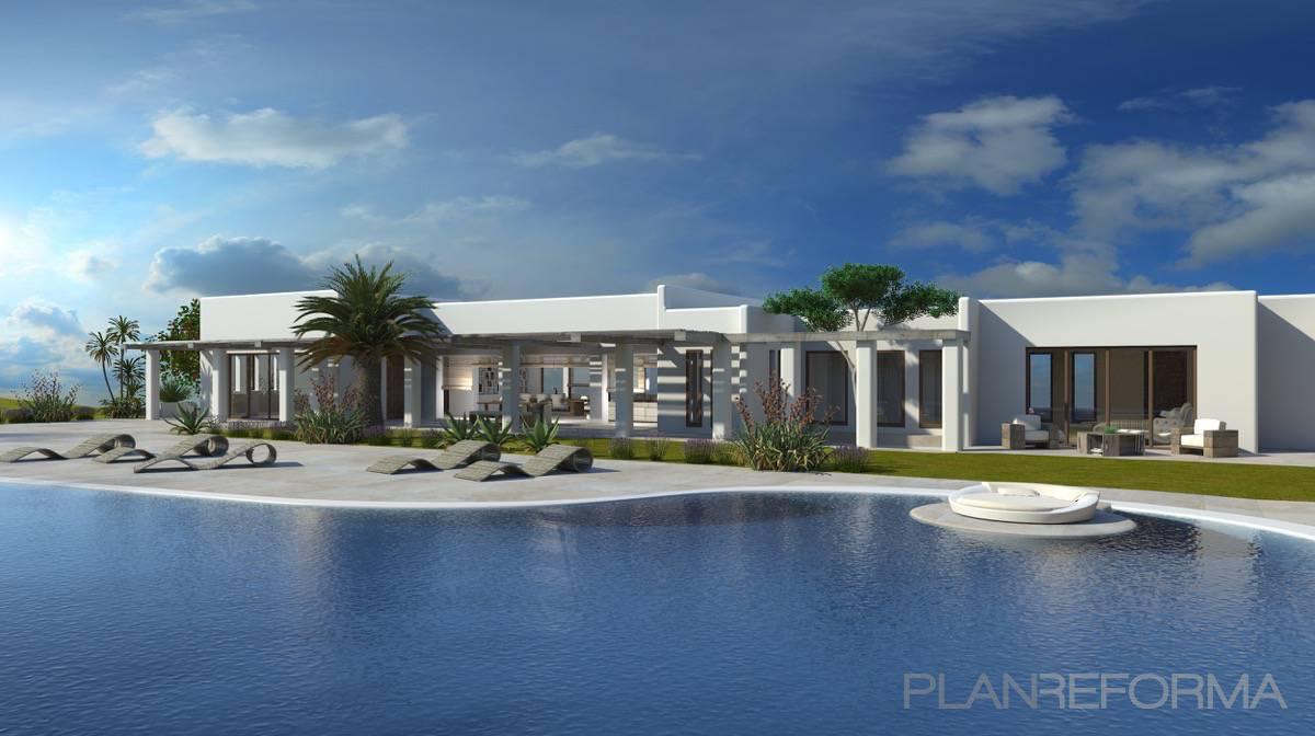 Piscina, Exterior style moderno color azul, marron, blanco  diseñado por Gabriel Olivera | Arquitecto 
