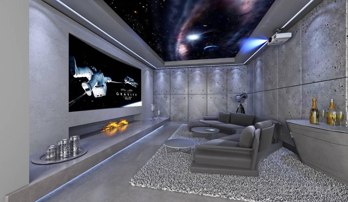 Sala de la TV style vanguardista color gris, gris, plateado  diseñado por Gabriel Olivera | Arquitecto | Copyright Gabriel Olivera