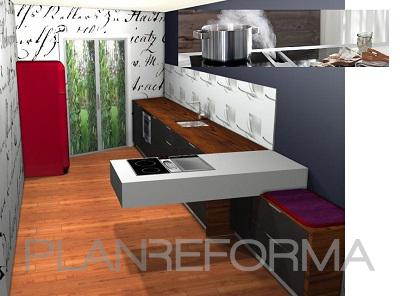 Cocina, Loft style vanguardista color rojo, marron, marron, blanco, gris  diseñado por INTERIORS BARCELONA | Interiorista | Copyright Enric Hill i Güell, imagen campana Bora