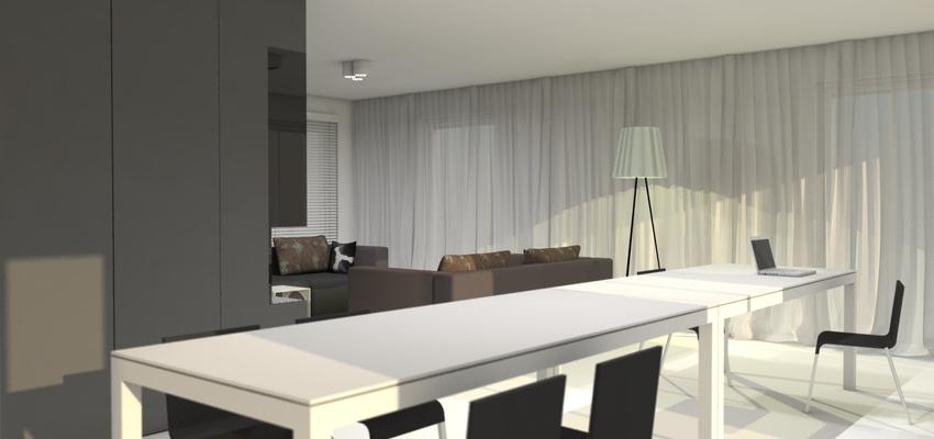 Estudio, Comedor, Salon style moderno color marron, gris, negro  diseñado por danny dufait | Interiorista 