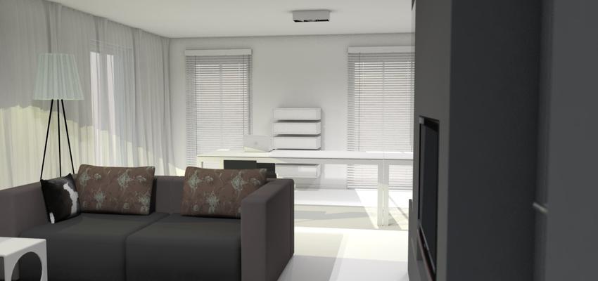 Estudio, Comedor, Salon style moderno color marron, gris, negro  diseñado por danny dufait | Interiorista 