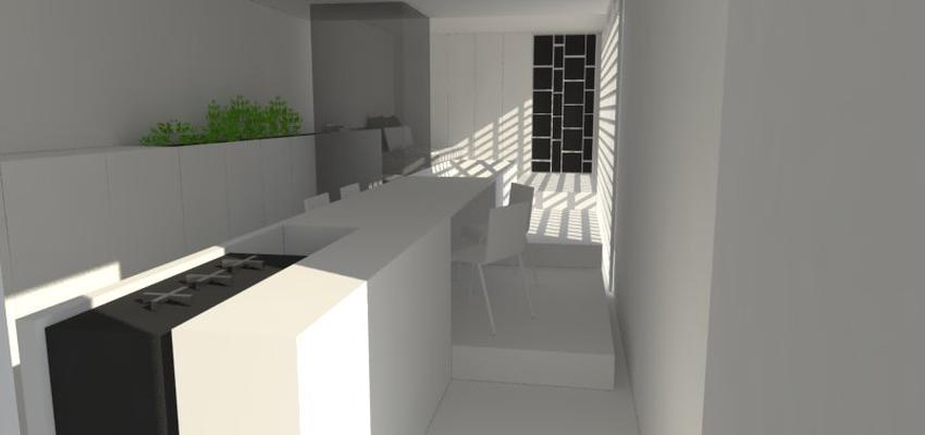 Dormitorio, Cocina, Salon style moderno color gris, gris, negro  diseñado por danny dufait | Interiorista 