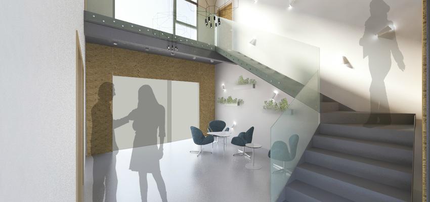 Recibidor, Oficina Estilo contemporaneo Color azul oscuro  diseñado por CyR Arquitectura+Construcción | Arquitecto | Copyright CyR arquitectura+construcción