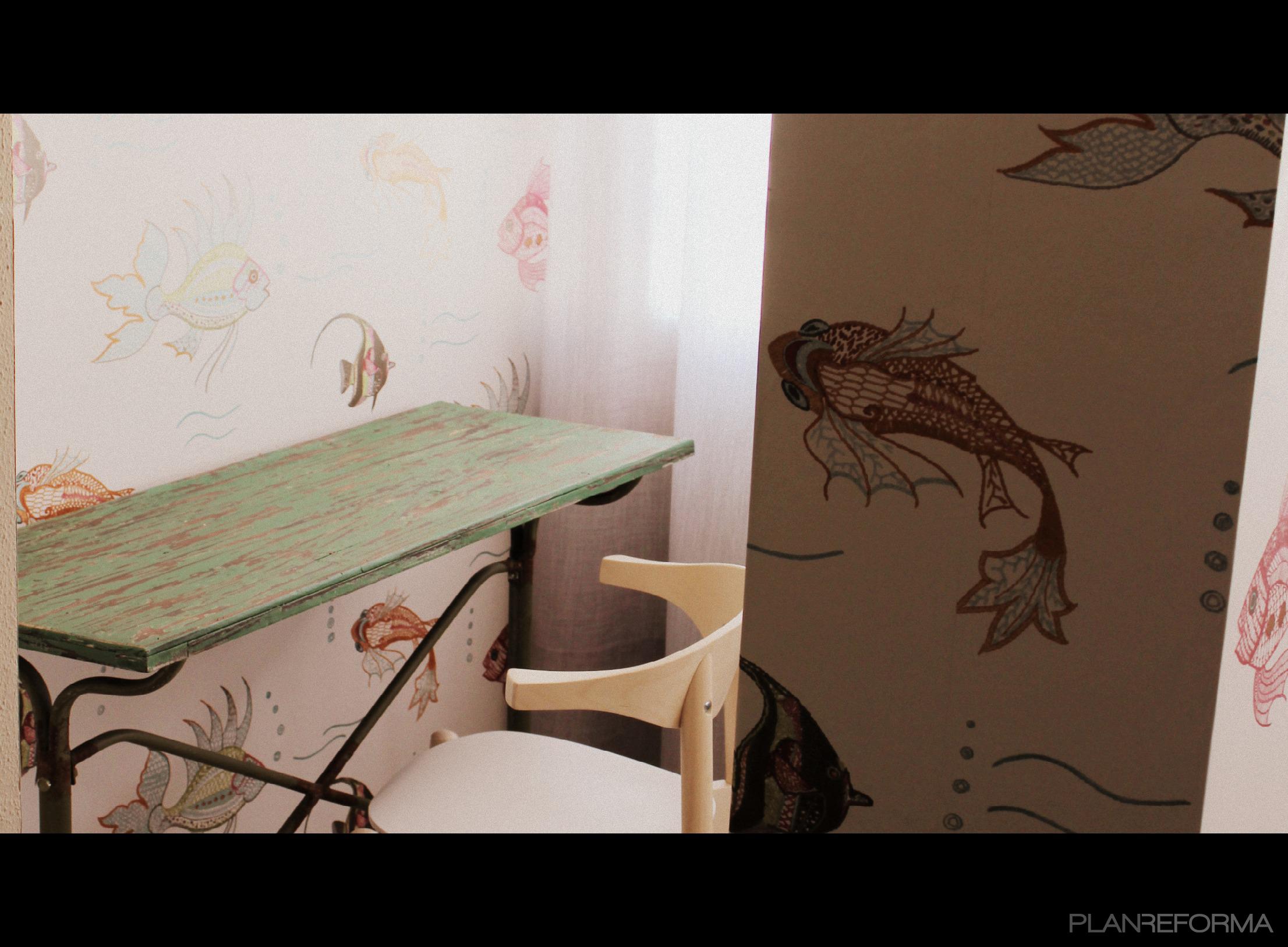 Dormitorio, Estudio style moderno color verde, beige, blanco  diseñado por Javier Risco Catalán | Interiorista 