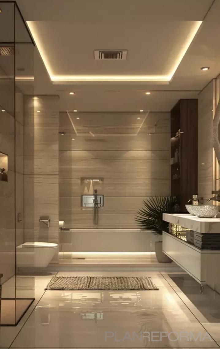 Baño Estilo moderno Color crema, marron, negro  diseñado por Suárez & Co. Interiorismo | Interiorista | Copyright Si, cedida por el cliente para uso comercial