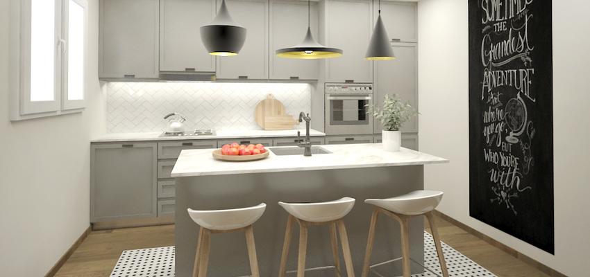 Cocina Estilo contemporaneo Color beige, blanco, gris  diseñado por grupoinventia | Arquitecto Técnico | Copyright Grupo Inventia