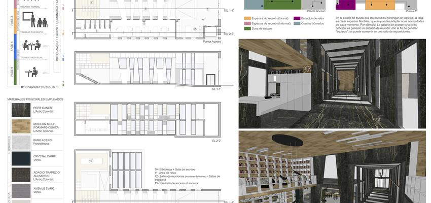 Vestibulo, Oficina, Sala de conferencias Estilo moderno Color marron, negro, plateado  diseñado por RR Estudio | Arquitecto | Copyright RR Estudio