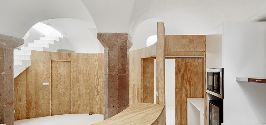 Cocina, Escalera Estilo contemporaneo Color marron, blanco, negro, plateado  diseñado por Raúl Sánchez Architects | Arquitecto 