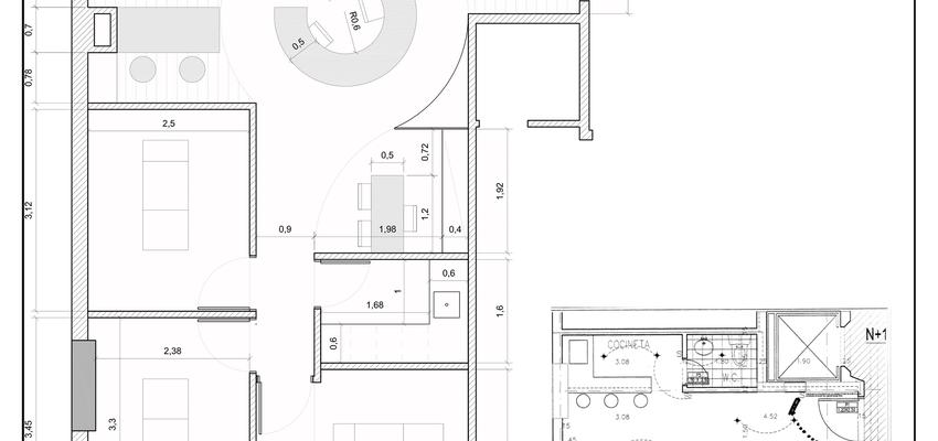 Oficina Estilo mediterraneo Color beige, marron, negro  diseñado por Pablo Núñez Casamor | Arquitecto | Copyright Estudio tinto