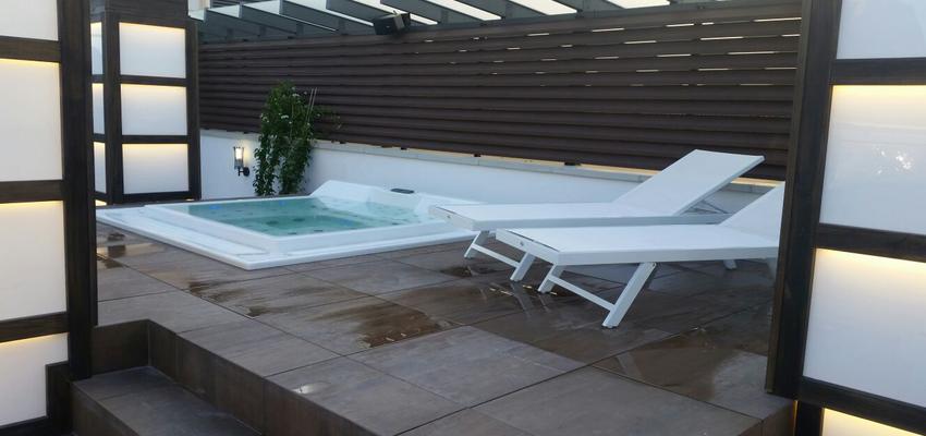 Terraza Estilo moderno Color blanco, bronce  diseñado por Ipsum tecnics | Gremio | Copyright Terraza IPSUM