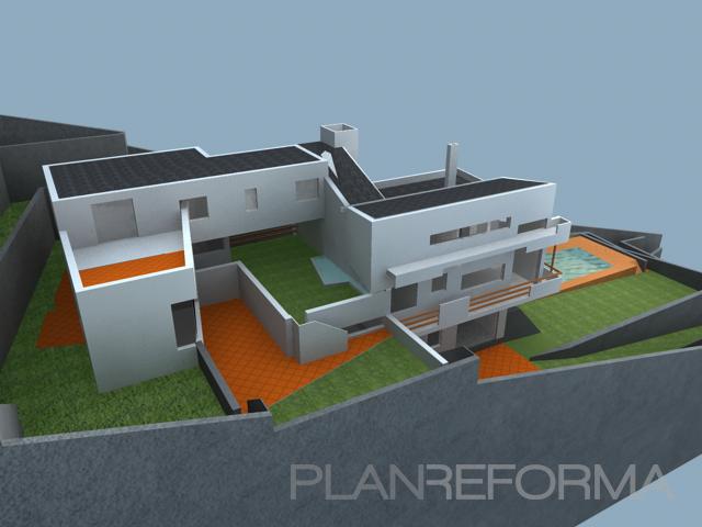 Exterior style moderno color ocre, verde, blanco, gris  diseñado por Ferran Leal Permisain | Arquitecto 