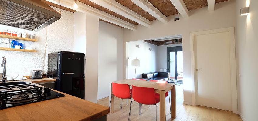 Comedor, Cocina, Salon Estilo mediterraneo Color marron, blanco, bronce  diseñado por Estudi de Arquitectura & Eficiencia Energètica GPA S.L | Arquitecto Técnico | Copyright Estudi d'Arquitectura & Eficiencia energetica GPA, S.L.
