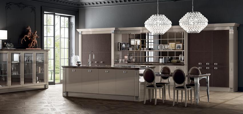 Cocina Estilo contemporaneo Color beige, marron, plateado  diseñado por Accento Interiors - Scavolini | Interiorista | Copyright Scavolini