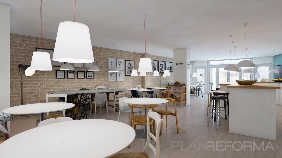 Restaurante, Cafeteria, Bar Estilo vintage Color ocre, turquesa, blanco  diseñado por Cristina Donate Rodriguez | Arquitecto 