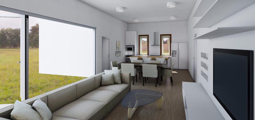 Comedor, Cocina, Salon Estilo contemporaneo Color verde, marron, blanco  diseñado por Cristina Donate Rodriguez | Arquitecto 