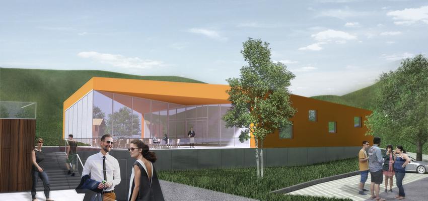 Exterior style moderno color ocre, verde, gris  diseñado por Lovorka Kaic Matesic | Arquitecto 