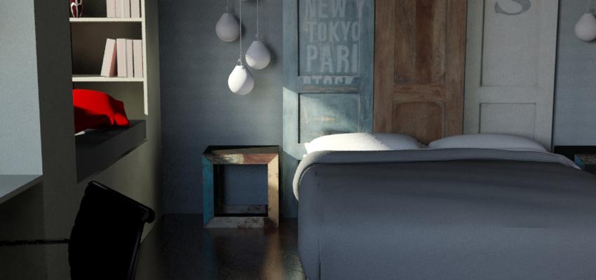 Dormitorio style contemporaneo color azul cielo, beige, gris  diseñado por BM arquitectura | Arquitecto | Copyright Cristina Bricio. BM arquitectura