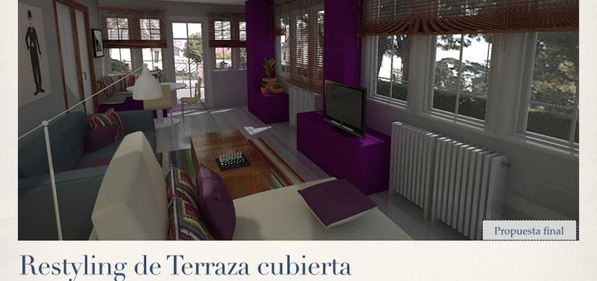 Terraza style moderno color violeta, beige, gris  diseñado por BM arquitectura | Arquitecto | Copyright cristina Bricio. BM arquitectura