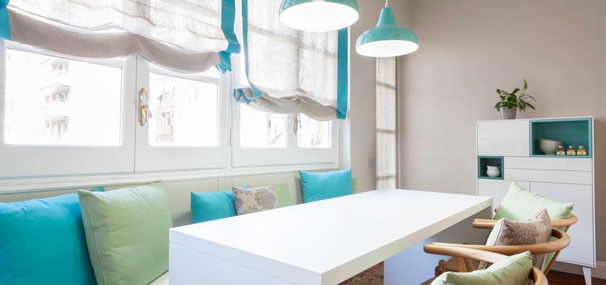 Comedor Estilo contemporaneo Color turquesa, azul cielo, marron, blanco, gris  diseñado por Dröm Living | Interiorista | Copyright Dröm Living