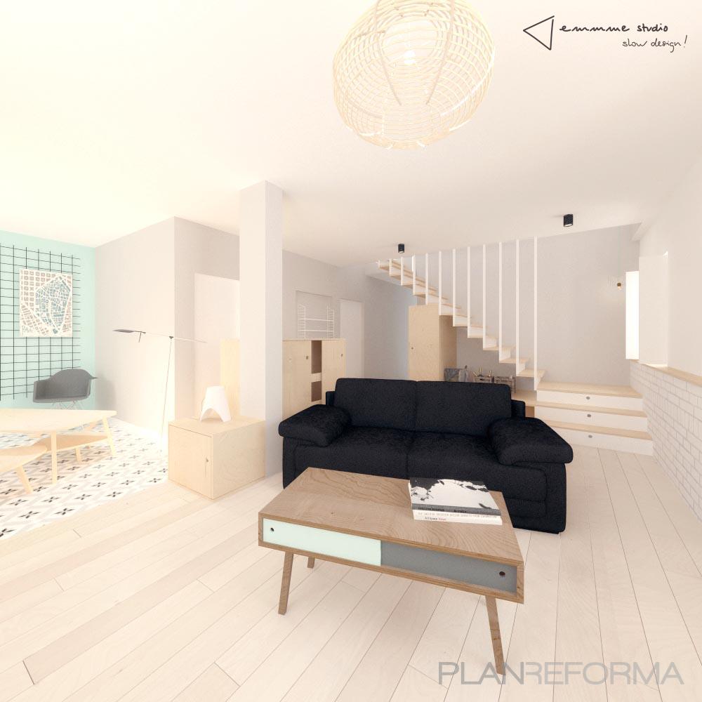 Estudio, Vestibulo, Salon style vintage color turquesa, beige, marron, gris  diseñado por emmme studio | Arquitecto | Copyright emmme studio