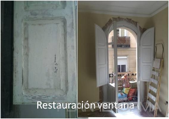 Salon Estilo clasico Color turquesa, beige, gris  diseñado por proyarqing | Arquitecto | Copyright Restauración de Ventanas Clásicas y cambio de cristales por Climalit