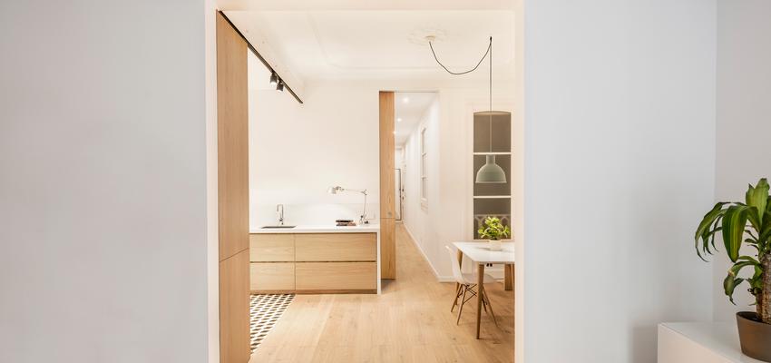 Comedor, Cocina, Salon Estilo contemporaneo Color marron, blanco  diseñado por EArchitect | Arquitecto | Copyright Adrian Elizalde