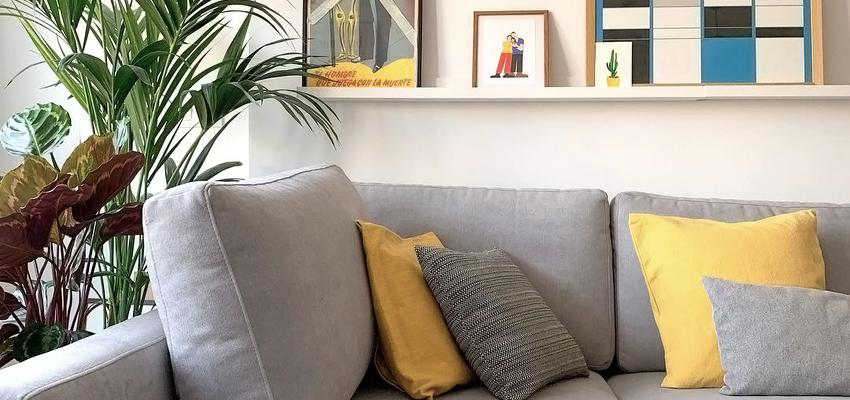Comedor, Salon Estilo vintage Color amarillo, verde, azul, blanco, gris, gris  diseñado por Emma Sánchez Miranda Interiorismo | Interiorista | Copyright Emma Sánchez Miranda