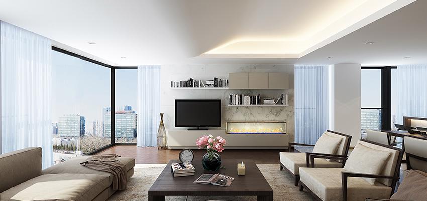 Comedor, Salon Estilo vanguardista Color azul cielo, beige, negro  diseñado por WVA Architects | Arquitecto | Copyright imagen correspondiente a WVA Architects
