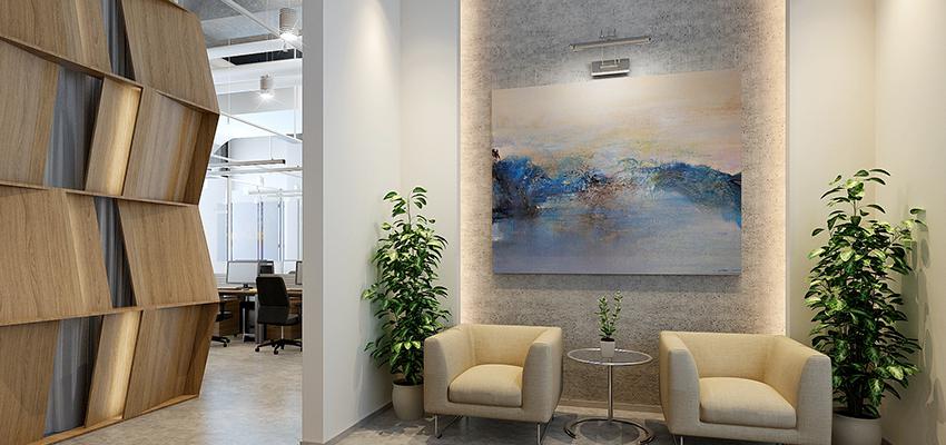 Vestibulo, Oficina, Loft Estilo contemporaneo Color verde, beige, bronce  diseñado por WVA Architects | Arquitecto | Copyright imagen correspondiente a WVA Architects