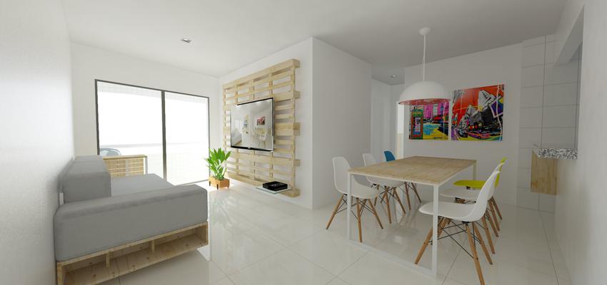 Comedor, Cocina, Salon Estilo moderno Color beige, blanco  diseñado por Miguel Montes Vera | Arquitecto 