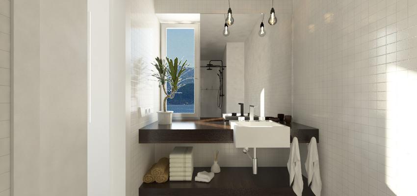 Baño Estilo moderno Color marron, blanco, gris  diseñado por Miguel Montes Vera | Arquitecto 