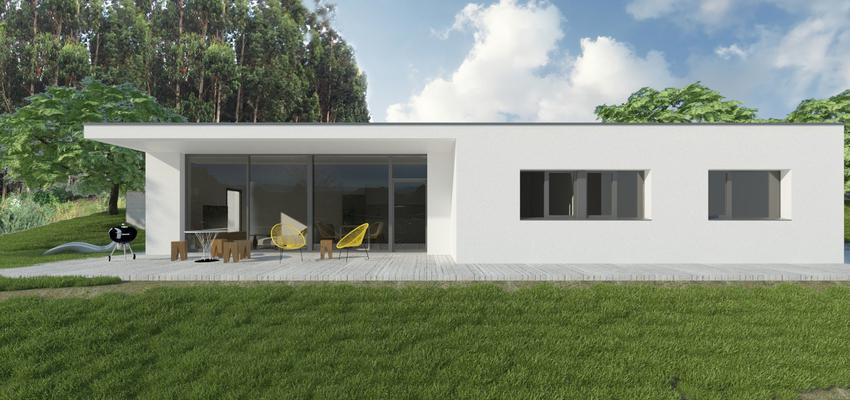 Exterior Estilo moderno Color verde, blanco, gris  diseñado por Miguel Montes Vera | Arquitecto 