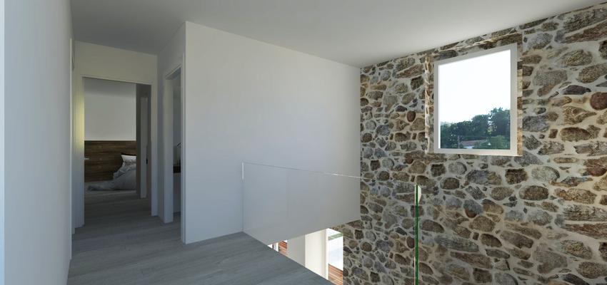 Dormitorio, Escalera Estilo moderno Color beige, blanco, gris  diseñado por Miguel Montes Vera | Arquitecto 