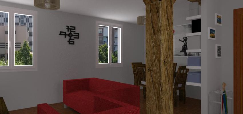 Salon style contemporaneo color rojo, marron, blanco  diseñado por GureEra Arkitektura | Arquitecto | Copyright GureEra Arkitektura