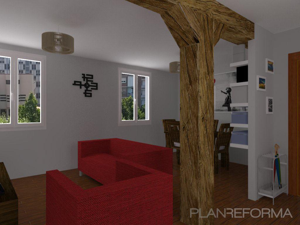 Salon style contemporaneo color rojo, marron, blanco  diseñado por GureEra Arkitektura | Arquitecto | Copyright GureEra Arkitektura