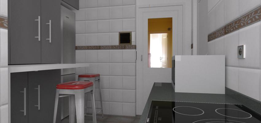 Cocina style moderno color rojo, blanco, gris  diseñado por GureEra Arkitektura | Arquitecto | Copyright GureEra Arkitektura