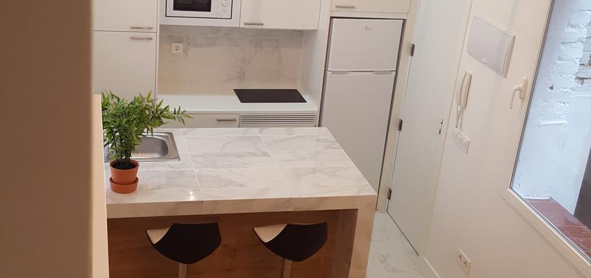 Cocina, Salon Estilo contemporaneo Color beige, marron, beige  diseñado por estudio2interiorismo | Interiorista | Copyright estudio2interiorismo