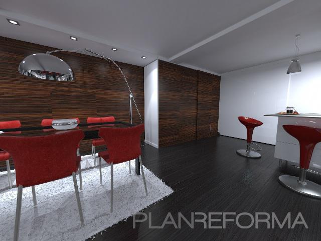 Comedor, Cocina, Salon style contemporaneo color rojo, negro, plateado  diseñado por dpvdisseny  | Interiorista | Copyright dpvdisseny.com
