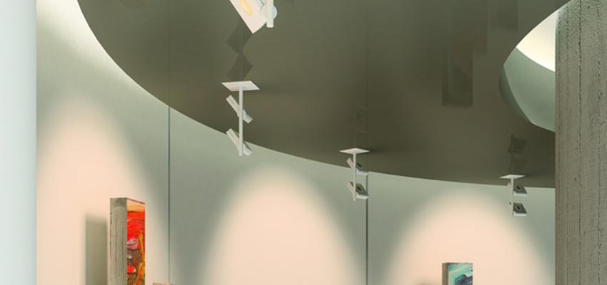 Sotano, Vestibulo, Sala de musica style moderno color rojo, blanco, gris  diseñado por Milan Iluminación | Decorador | Copyright Milan Iluminación