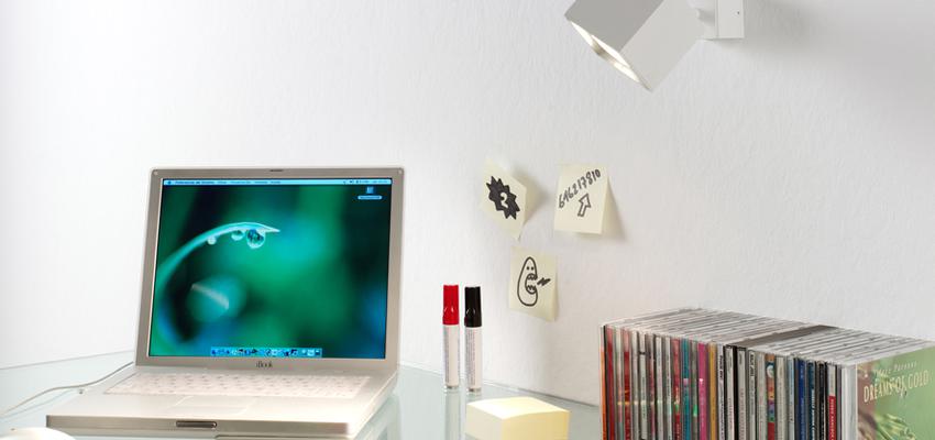 Estudio style moderno color turquesa, blanco, gris  diseñado por Milan Iluminación | Decorador | Copyright Milan Iluminación