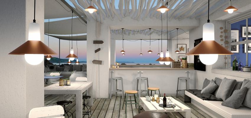 Comedor, Terraza, Salon Estilo mediterraneo Color marron, marron, blanco  diseñado por Milan Iluminación | Decorador | Copyright Milan Iluminación